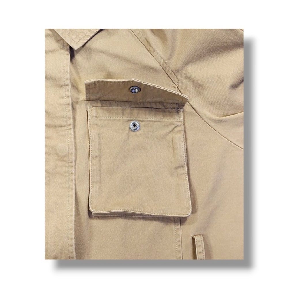 7 For All Mankind Military Utility Full Zip Snap Buttons Brown Jacket Women's M - Picture 16 of 16